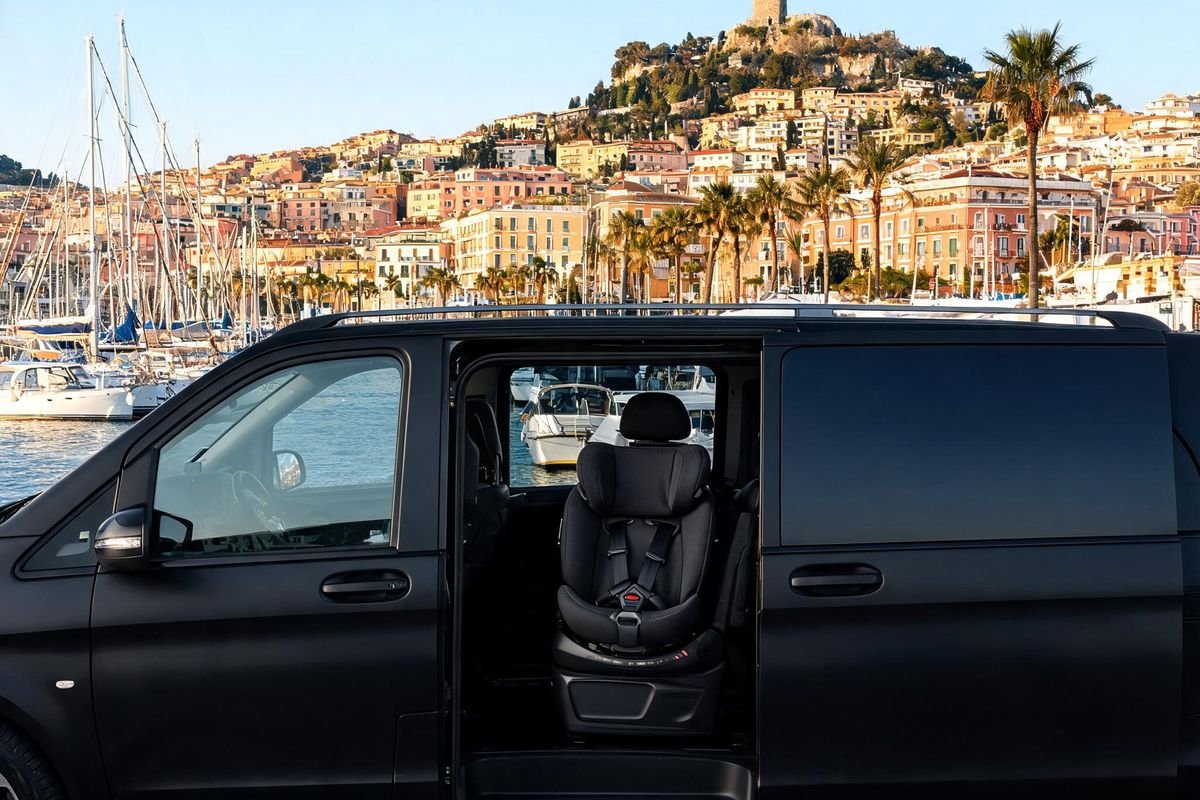 VTC Cannes with baby seat at the old port